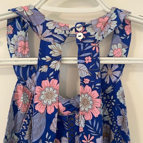 Anthropologie Abel the Label size L blue floral rumi dress GUC maxi length - Picture 4 of 10